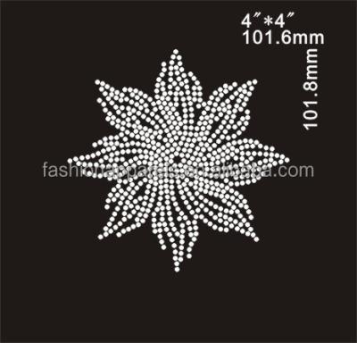 China Newest Flatback Flower Hot Fix Rhinestone Transfer Design For Wholesale Heat Press On T-shirts for sale