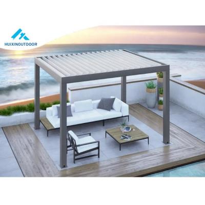 China Easily Assembled Waterproof Sunshade Motorized Louvered Roof Awning Sliding Aluminum Pergola Outdoor Tent for sale