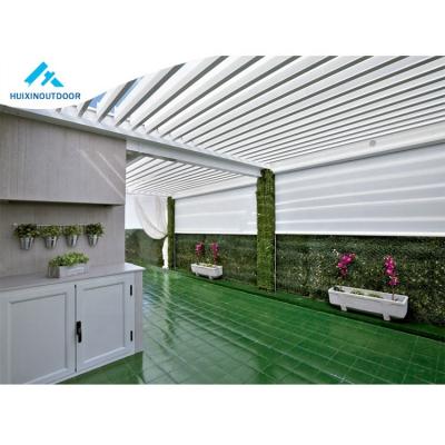 China Easily Assembled Pergola Roman Gazebo Remote Control Rainproof Louvered Outdoor Aluminum Bioclimatic Sliding Door for sale