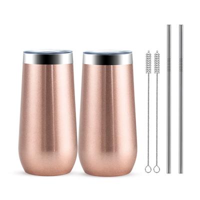 China Stocked Insulated Stainless Steel 350ml Double Wall Tumbler Cups Champagne Flute Wine Tumbler for sale