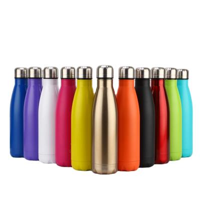 China Thermal Stocked Double Wall Vacuum Flask Insulated Outdoor Sports Drink Cola Shaped 18/8 Stainless Steel Water Bottles With Custom Logo for sale