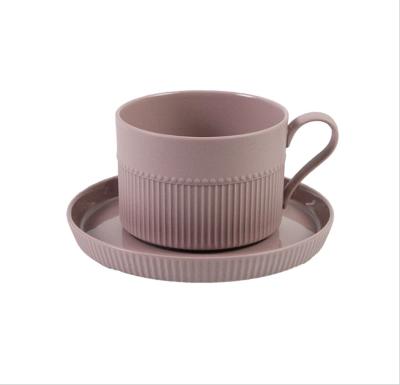 China Hot Selling Luxury European Ceramic Cup And Saucer Set Coffee Morden Solid Color Amazon Head Office Afternoon Tea Beverage Mug for sale