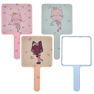 China HD Square Cartoon Custom Cat Makeup Mirror Custom Hand Multicolor Portable Mirror for sale