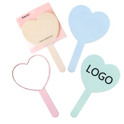 China Personalized Creative Heart Shape Design Gift HD Handheld Cosmetic Mirrors for sale