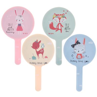 China Personalized Plastic Mirror Makeup Hand Held Vanity Mirror with Handle for Private Label Gift Cermin Hand Held for sale