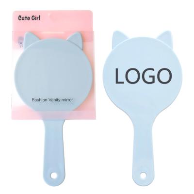 China 2020 New Cosmetic Wholesale Custom Mirror Cat Ear Shape Custom Hand Mirror With Handle for sale