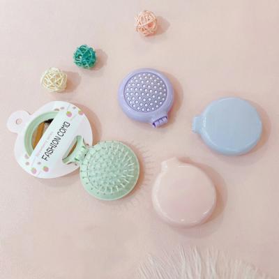 China Foldable Logo Portable Mirror Massage Comb Beauty Custom Foldable Makeup Brushes Comb Mirror Set for sale