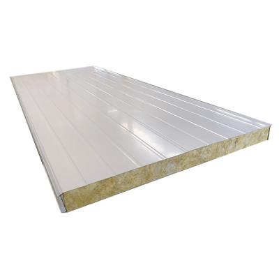 China Metal Building Materials 120kg/m3 Rockwool Rockwool Sandwich Panel / Rockwool Sandwich Panel For Wall for sale