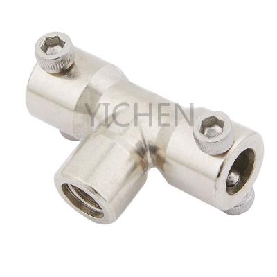 China 1/8 Brass Nickel Plated Brass Compression Fitting For Water Mist & Transfer & Air Water Mist Lance Male Thread Compression Tee Fitting for sale