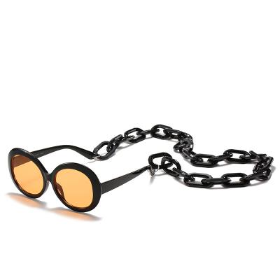 China 15 years factory experience direct selling new round frame with chain removable fashion waterproof anti-blue lightweight sunglasses for sale