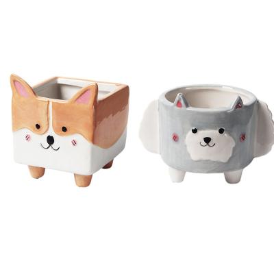 China Outdoor Indoor Planter Mini Small Flower Pots Cute Cheap Cute Ceramic Pots Plant Cartoon Style Wholesale Minimalist Decor for sale