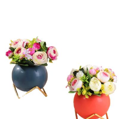 China Decorative Colorful Leaf Plant Pots Artificial Flower Home Decorative Car Office Decorative Ceramic Flower Pots for sale