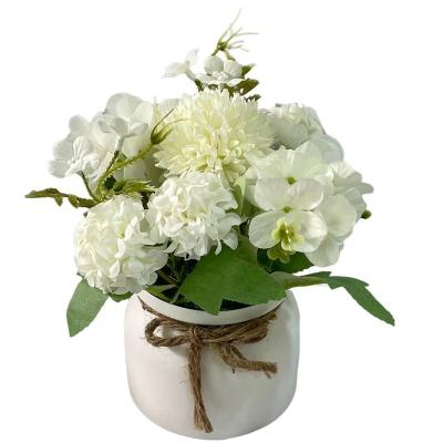 China Artificial flower pot shabby chic hot sale for wedding and home flower bush artificial silk carnations wholesale decor flower bouquet for sale