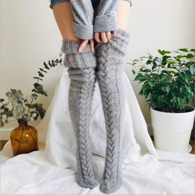 China Autumn and winter woolen sporty solid color over the knee socks stockings tying thick socks women's socks for sale