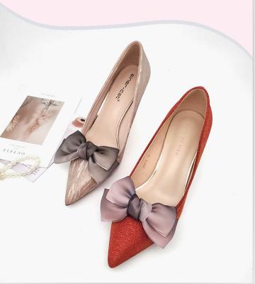 China New Fashion Charm Bowknot Clog Shoe Ornament Removable Shoe Buckle Accessories for sale