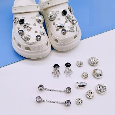 China Custom Designer Croc Charms Metal Bling Designer Shoe Charms Clog Charm Custom Brand Shoe Charms for sale