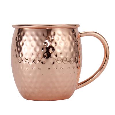 China Sustainable Wholesale Pure Solid Copper Stainless Steel 16 Oz Moscow Mule Copper Cups for sale