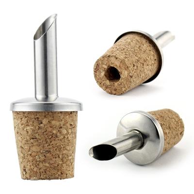 China New Disposable Liquor Spirit Stainless Steel Oil Spill Spout Olive Oil Cork Bottle Pour Spout Olive Oil Pourer Cap for sale