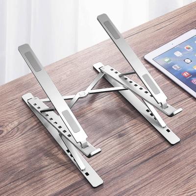 China Adjustable (Height) Double Raised Adjustable Foldable Portable Laptop Stand 6 Gear Aluminum Laptop Cooling Stand for sale