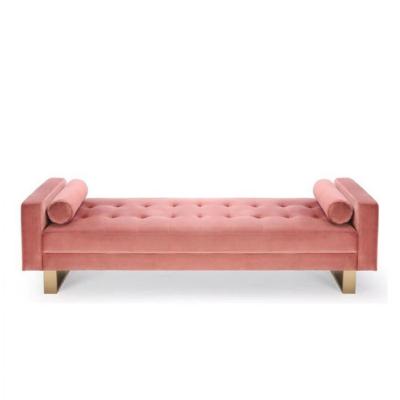 China Pink Velvet Adjustable Couch Modern Bed (Full Size) Bedroom Sofa Bed With Gold Leg for sale