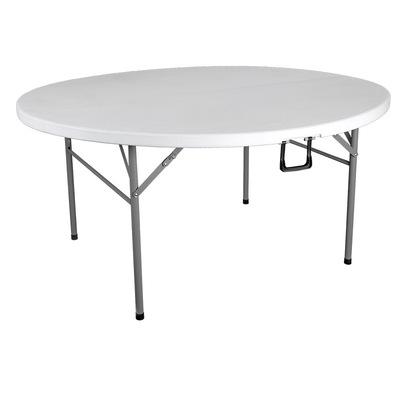 China Durable Plastic Folding Table Round Used For Outdoor Wedding Folding Banquet Tables 6ft Table Chairs for sale