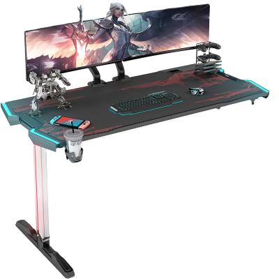 China Hot selling cool colorful lamp modern style aluminum alloy cool bracket with mouse pad carbon fiber surface game table for sale