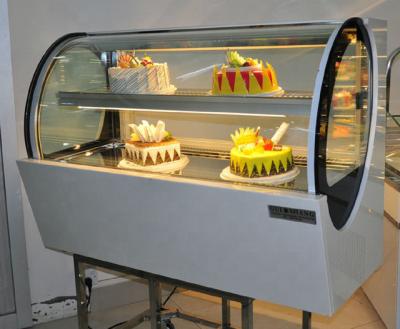 China Refrigerated Mini Cake Display Cooler Counter Top Bakery Showcase With Oval Glass for sale