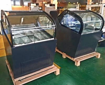 China Single-temperature 8, 10 Pan Floor Design Small Ice Cream Showcase Freezer Gelato Display for sale