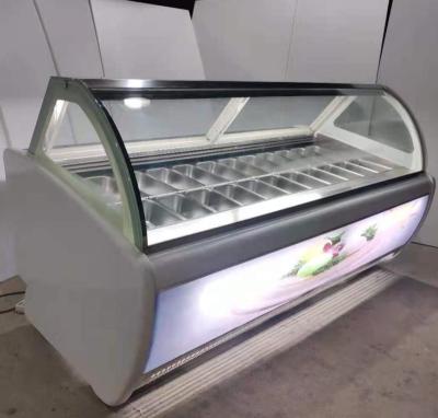 China Economic Single-temperature Type Ice Cream Showcase Gelato Display Freezer With 20 Pans for sale