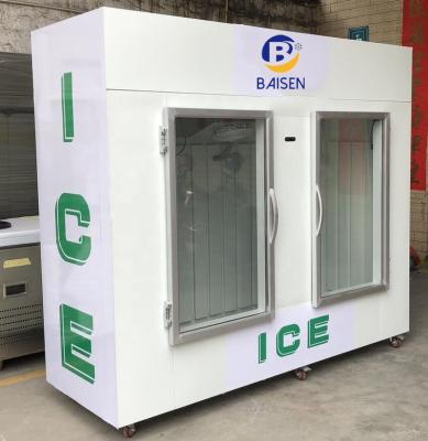 China High Temperature Bagged Ice Display Freezer / Indoor Use Ice Merchandiser With Glass Heater Door for sale