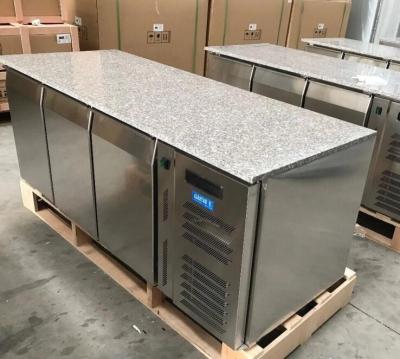 China Single-temp Factory Price Stainless Steel Under Counter Fridge Freezer With Marble Granite On Top for sale