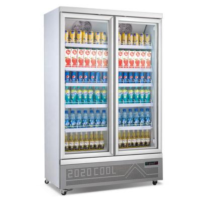 China Single-temperature Supermarket Drinks Display Fridge / Double Sliding Door Fridge For Beverage for sale