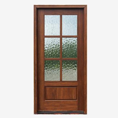 China RealVilla Modern Design Red Oak Entry Doors Modern Wooden Frosted Glass Door for sale