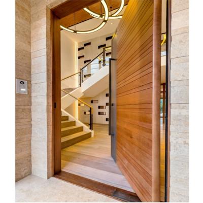 China Real Sound Insulation Villa Customized Exterior High End Solid Wood Pivot Front Entry Doors for sale