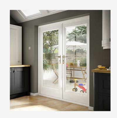 China RealVilla Modern French Door Entry French Doors with UPVC Transom Double Glass Entry Door for sale