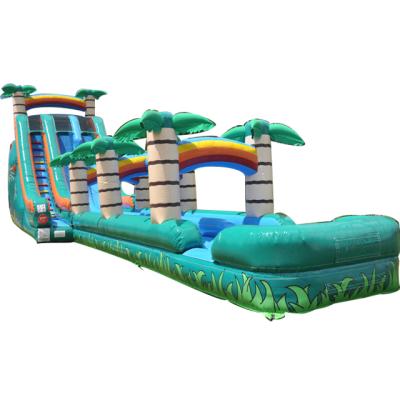 China PVC Tropical Palm Double Lane Slide And Inflatable Slide Water Pool Slide for sale