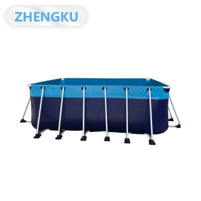 China Plato Rectangular 0.9mm PVC Tarpaulin Detachable Over Ground Movable Detachable Metal Frame Swimming Pool Ball Games Frame Pool for sale