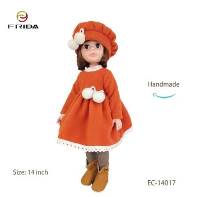 China Movable Arms/Limbs & Cloth Design Full Cloth Design Blinking Eyes Short Hair Cute Vinyl 14 Inch American Doll for sale