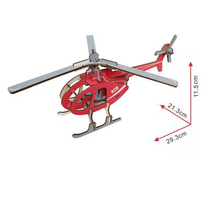 China Europe Wooden DIY Helicopter Model Laser Cutting Assembling Mechanical 3D Puzzle Game Toy Gift For Children for sale