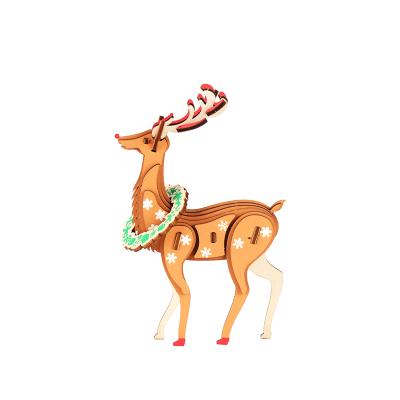 China Europe Santa Sleigh And Reindeer 3D Puzzle Christmas Decoration And Christmas Puzzle for sale