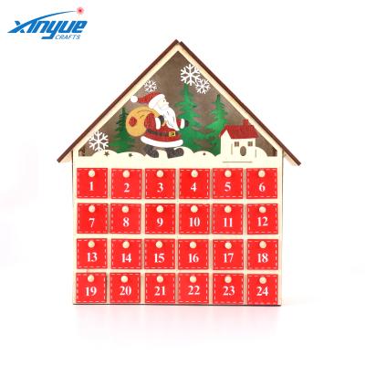 China Handmade Vintage Advent Calendar Christmas Decoration Countdown Wooden Calendar for sale