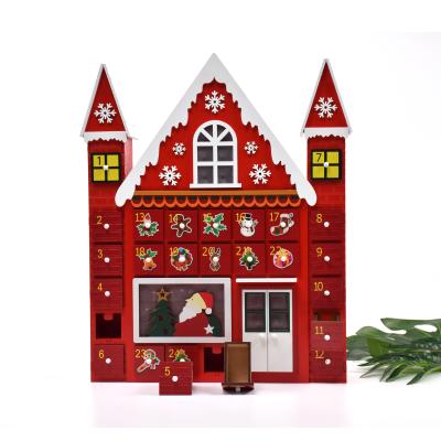 China China Wholesale Exquisite Red Christmas Advent Eco-friendly Wooden Calendar As A Gift for sale