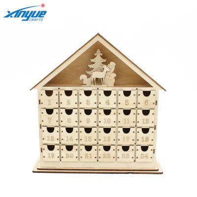 China Christmas Advent Calendar Christmas Gift Desktop Advent Calendar Decoration Wooden Creative Christmas Decoration for sale