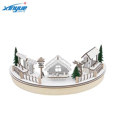 China wooden & Plywood & 2018 Cheap Resin Christmas Decoration Nativity Set With Wood Table Led Lights for sale