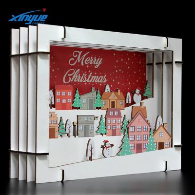 China Happy Christmas Home Decoration Wood Desk Decoration Winter Holiday Home Decoration for sale