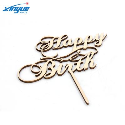 China Wooden Cake Topper Happy Birthday Cake Topper Happy Birthday Cake Party Decorations Set for sale