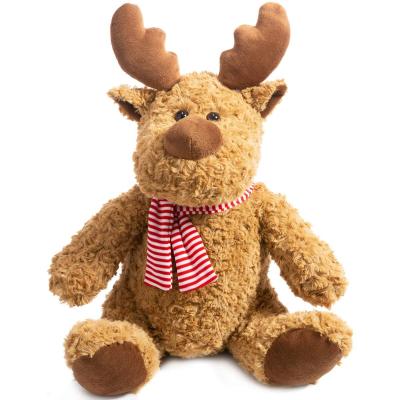 China Custom Stuffed Plush Toy Christmas Gift Toys Promotional Stuffed Reindeer Plush Elk Soft Toy Moose Plush With Scarf for sale