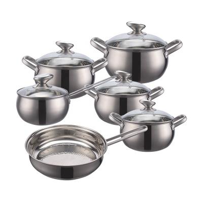 China Non Stick Stainless Steel 12 Pcs Sustainable Stock Available Cookware Sets Kitchen Pots And Pans for sale