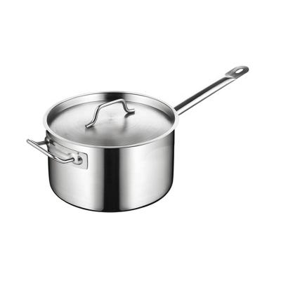 China Sustainable Stock Available Compound Stainless Steel Bottom Pan With Handle Lid For Induction Cooker for sale