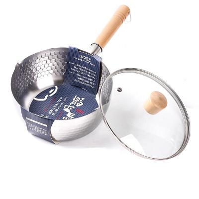 China Sustainable Hot Selling Japanese Non Stick Stainless Steel Saucepan With Wooden Handle for sale